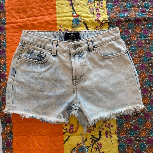 7 for All Mankind Little Girls Acid Wash Denim Shorts Size 14 - Picture 1 of 5